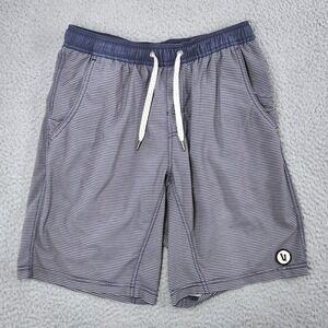 Vuori Shorts Mens Small Gray Kore Striped Athletic Yoga Lined Drawstring Stretch
